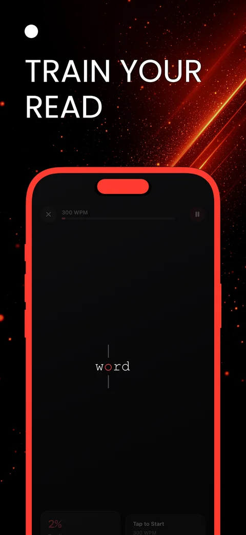 WoRD RSVP reader showing one word with focal letter